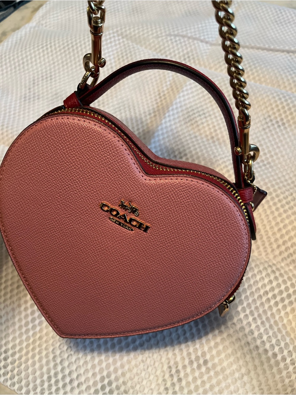 Coach Pink Heart-Shaped Mini Crossbody with Gold Hardware - Picture 2 of 4